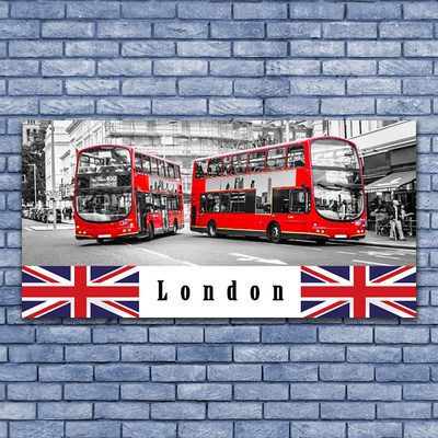 Plexiglas® Wall Art London buses art grey red blue white