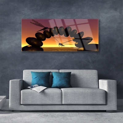 Plexiglas® Wall Art Dragonflies stones art black yellow