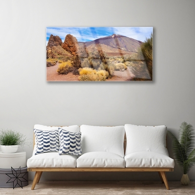 Plexiglas® Wall Art Mountains landscape green yellow brown grey