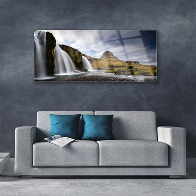 Plexiglas® Wall Art Waterfall mountains landscape grey white