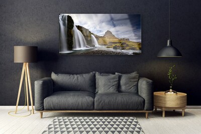 Plexiglas® Wall Art Waterfall mountains landscape grey white