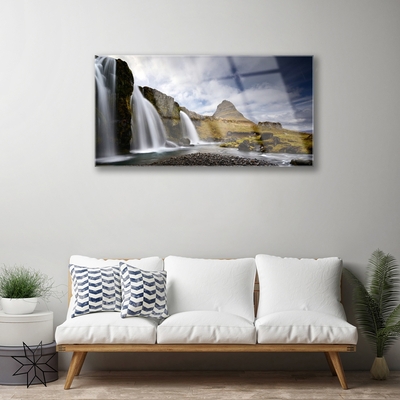 Plexiglas® Wall Art Waterfall mountains landscape grey white