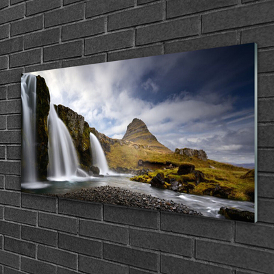 Plexiglas® Wall Art Waterfall mountains landscape grey white