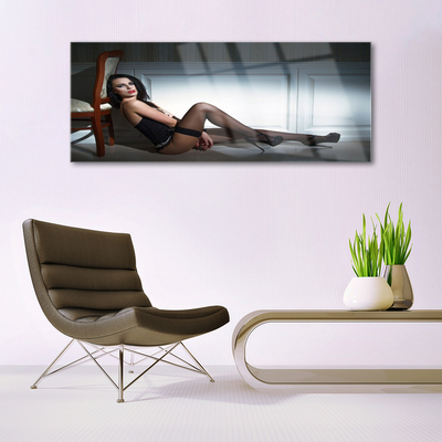 Plexiglas® Wall Art Chair woman people brown beige black