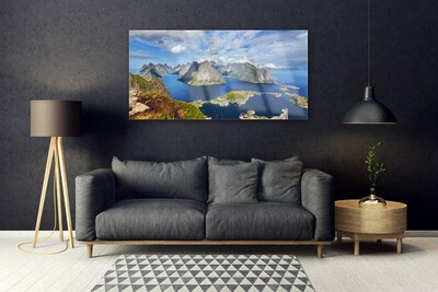 Plexiglas® Wall Art Bay rocks landscape blue grey green