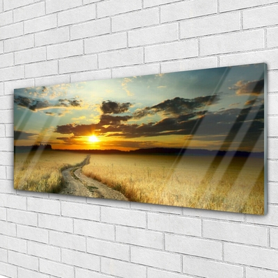 Plexiglas® Wall Art Way meadow landscape grey yellow