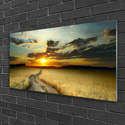 Plexiglas® Wall Art Way meadow landscape grey yellow