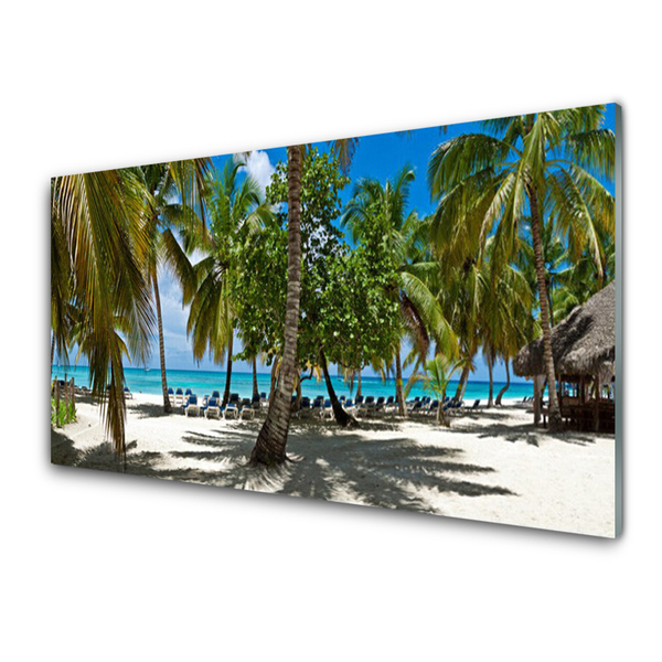 Plexiglas® Wall Art Beach palm trees landscape brown green