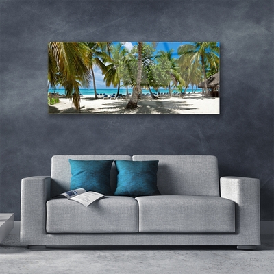 Plexiglas® Wall Art Beach palm trees landscape brown green