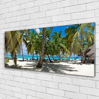 Plexiglas® Wall Art Beach palm trees landscape brown green