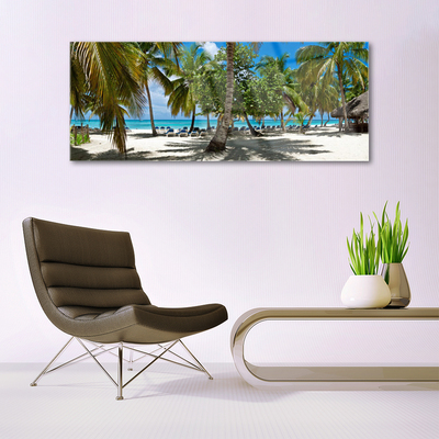 Plexiglas® Wall Art Beach palm trees landscape brown green