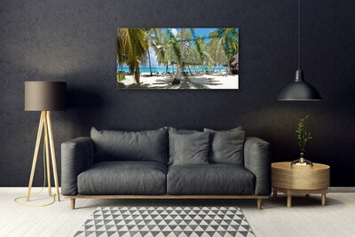 Plexiglas® Wall Art Beach palm trees landscape brown green