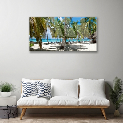 Plexiglas® Wall Art Beach palm trees landscape brown green