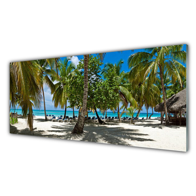 Plexiglas® Wall Art Beach palm trees landscape brown green