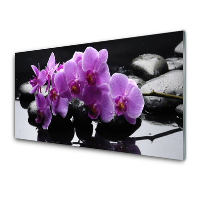 Plexiglas® Wall Art Flower stones floral pink black