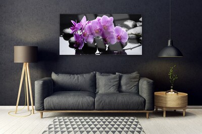 Plexiglas® Wall Art Flower stones floral pink black