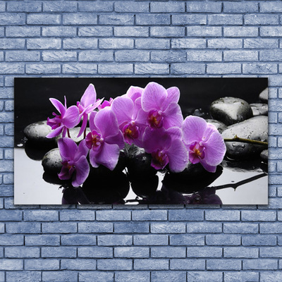 Plexiglas® Wall Art Flower stones floral pink black