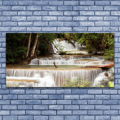 Plexiglas® Wall Art Waterfall forest nature white brown green