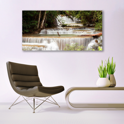 Plexiglas® Wall Art Waterfall forest nature white brown green