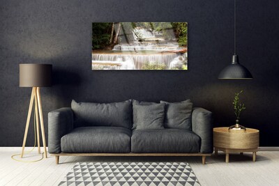 Plexiglas® Wall Art Waterfall forest nature white brown green