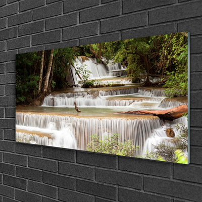 Plexiglas® Wall Art Waterfall forest nature white brown green