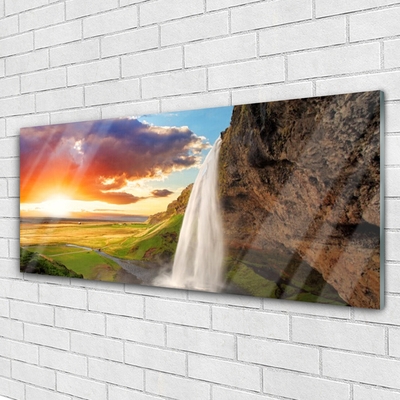 Plexiglas® Wall Art Waterfall sun landscape white yellow