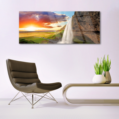 Plexiglas® Wall Art Waterfall sun landscape white yellow