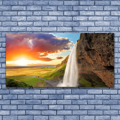 Plexiglas® Wall Art Waterfall sun landscape white yellow