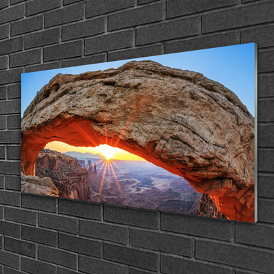 Plexiglas® Wall Art Rock sun landscape grey orange yellow