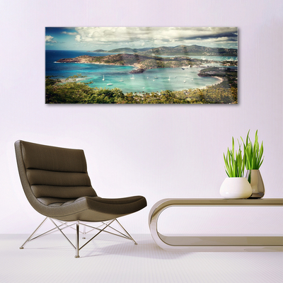 Plexiglas® Wall Art Bay landscape grey green blue