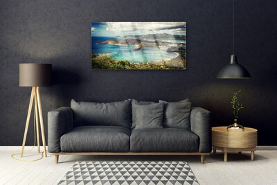 Plexiglas® Wall Art Bay landscape grey green blue