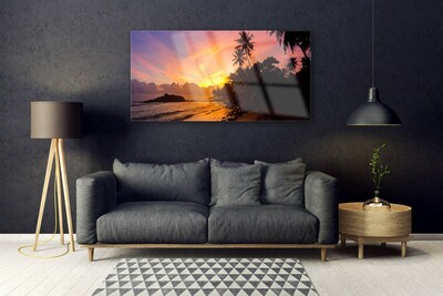 Plexiglas® Wall Art Sea sun landscape yellow black