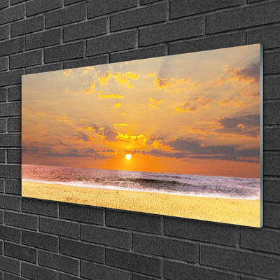 Plexiglas® Wall Art Sea beach sun landscape blue yellow brown