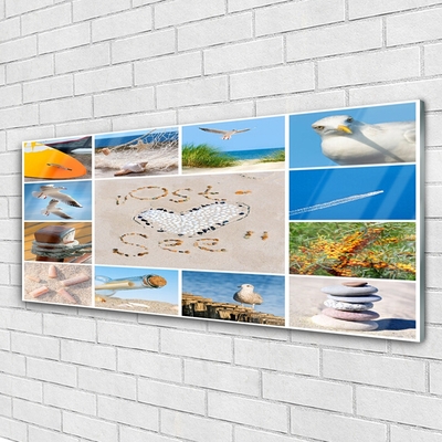 Plexiglas® Wall Art Ocean beach landscape brown yellow blue green