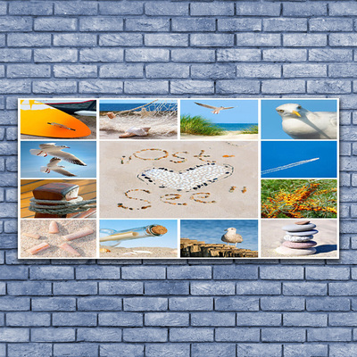 Plexiglas® Wall Art Ocean beach landscape brown yellow blue green