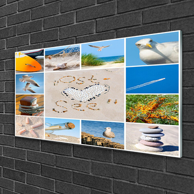 Plexiglas® Wall Art Ocean beach landscape brown yellow blue green