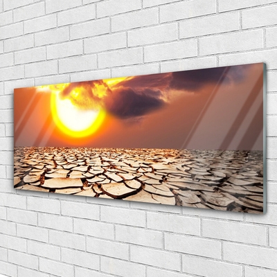 Plexiglas® Wall Art Sun desert landscape yellow brown