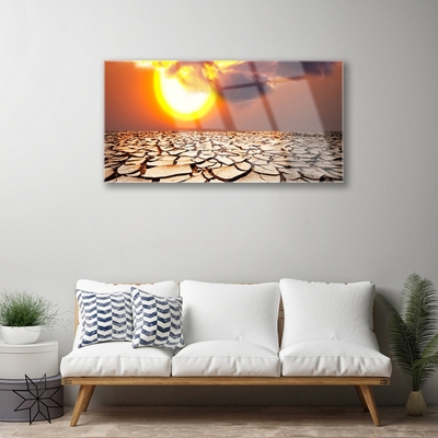 Plexiglas® Wall Art Sun desert landscape yellow brown