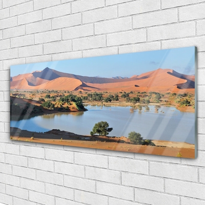 Plexiglas® Wall Art Bay desert landscape brown green blue