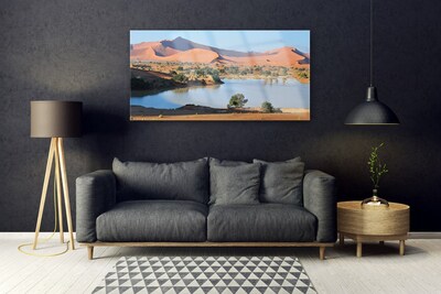 Plexiglas® Wall Art Bay desert landscape brown green blue