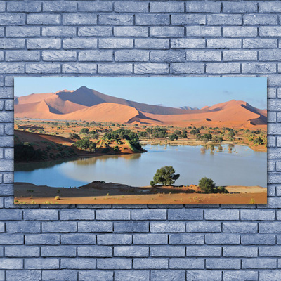 Plexiglas® Wall Art Bay desert landscape brown green blue