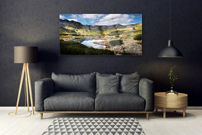 Plexiglas® Wall Art Mountain lake landscape grey green blue