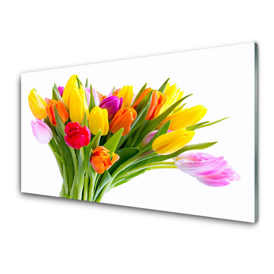 Plexiglas® Wall Art Tulips floral yellow red pink orange