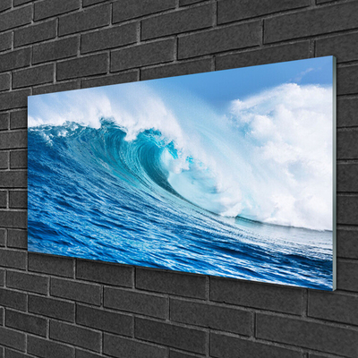 Plexiglas® Wall Art Wave nature blue white