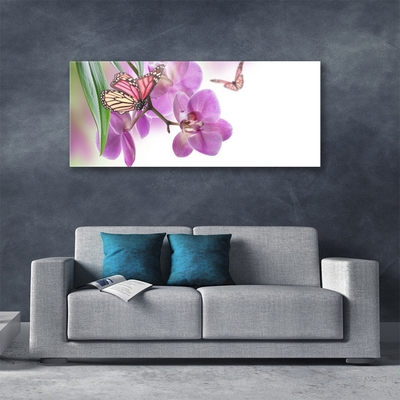 Plexiglas® Wall Art Butterflies flowers nature yellow pink grey