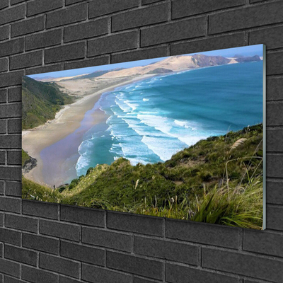 Plexiglas® Wall Art Beach sea landscape brown white blue