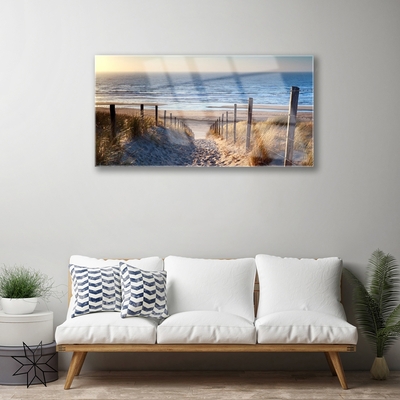 Plexiglas® Wall Art Beach footpath landscape brown