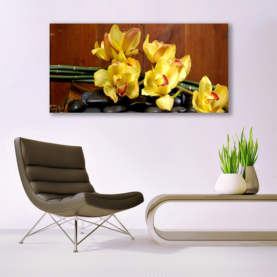 Plexiglas® Wall Art Flower stones floral yellow black