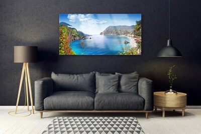 Plexiglas® Wall Art Bay landscape grey brown green blue