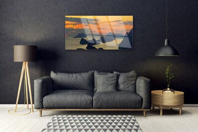 Plexiglas® Wall Art Sea rocks landscape green black yellow grey